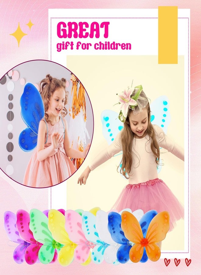 Flahard 18 Pack Girls Fairy Wings Bulk Butterfly Wings Butterfly Angel Costume Wing for Kids Cosplay Wedding Decoration Party Dress up, 9 Colors - Image 2